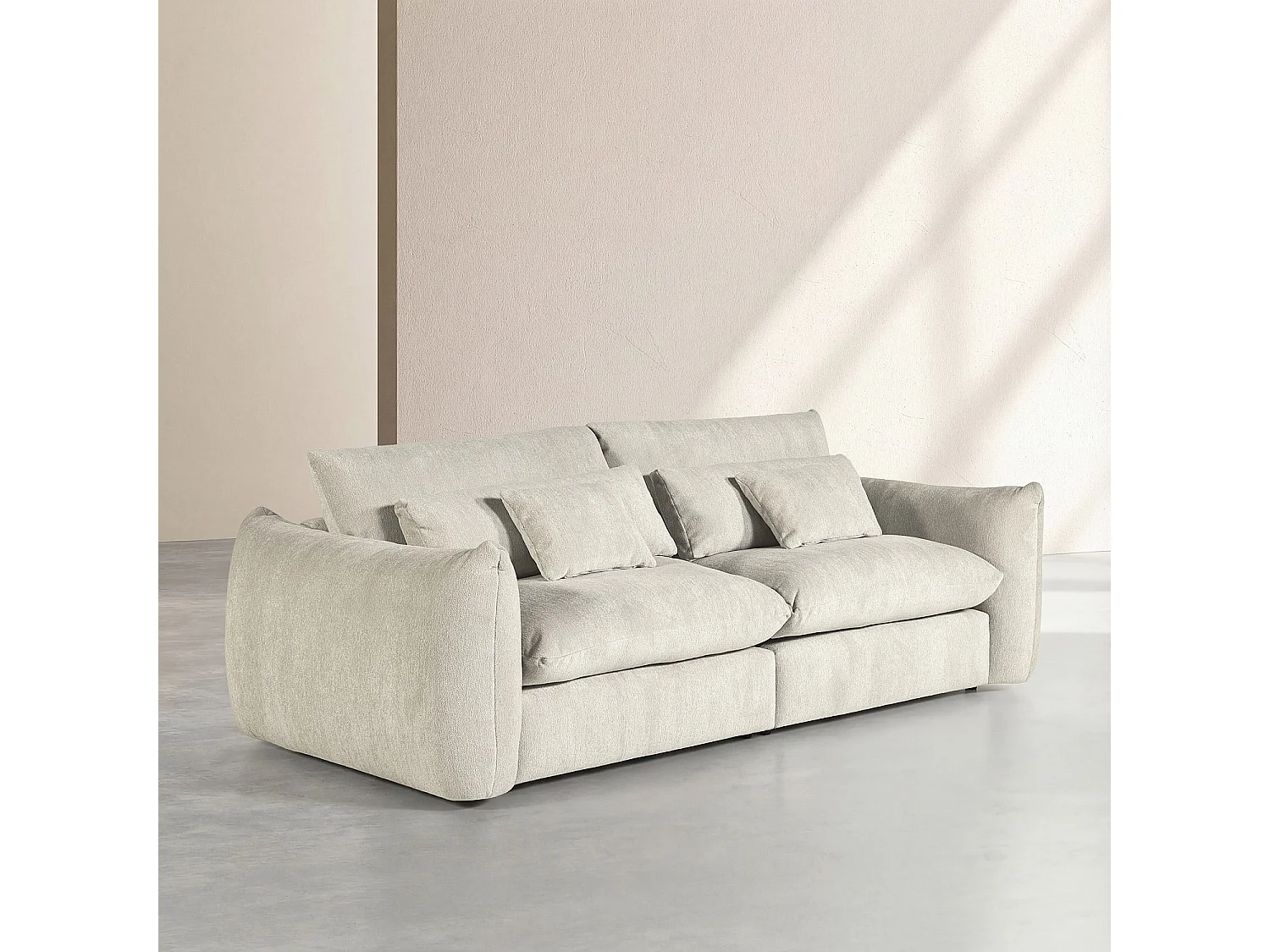 Habitat - Canapé 4 places en tissu chenille - Écru - Glenna