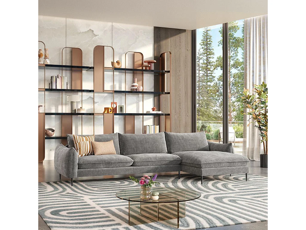 Habitat - Canapé d'angle droit en tissu chenille - Taupe - Ketlyn