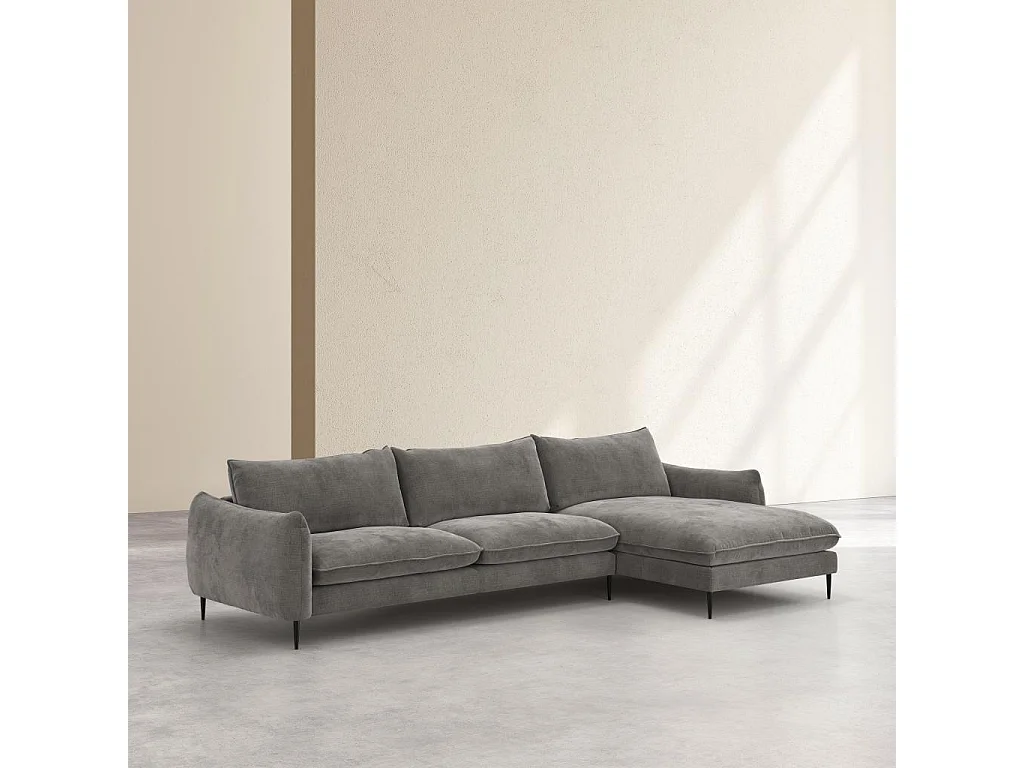 Habitat - Canapé d'angle droit en tissu chenille - Taupe - Ketlyn