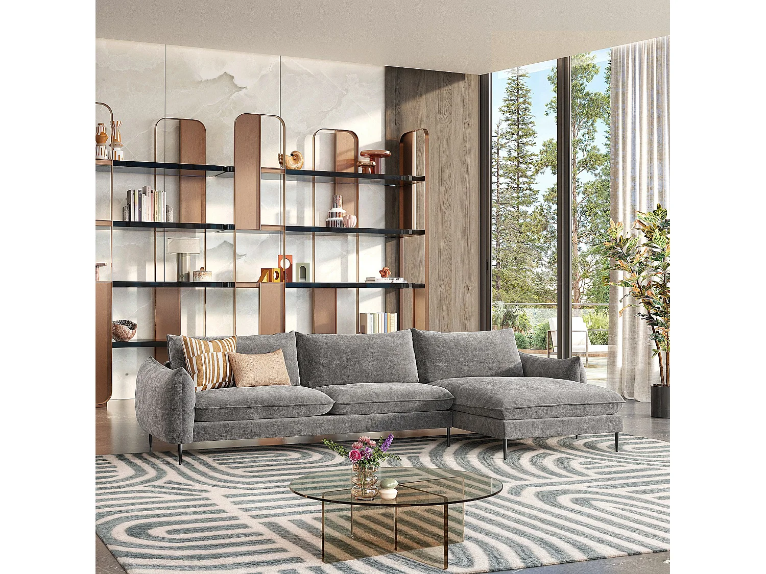 Habitat - Canapé d'angle droit en tissu chenille - Taupe - Ketlyn