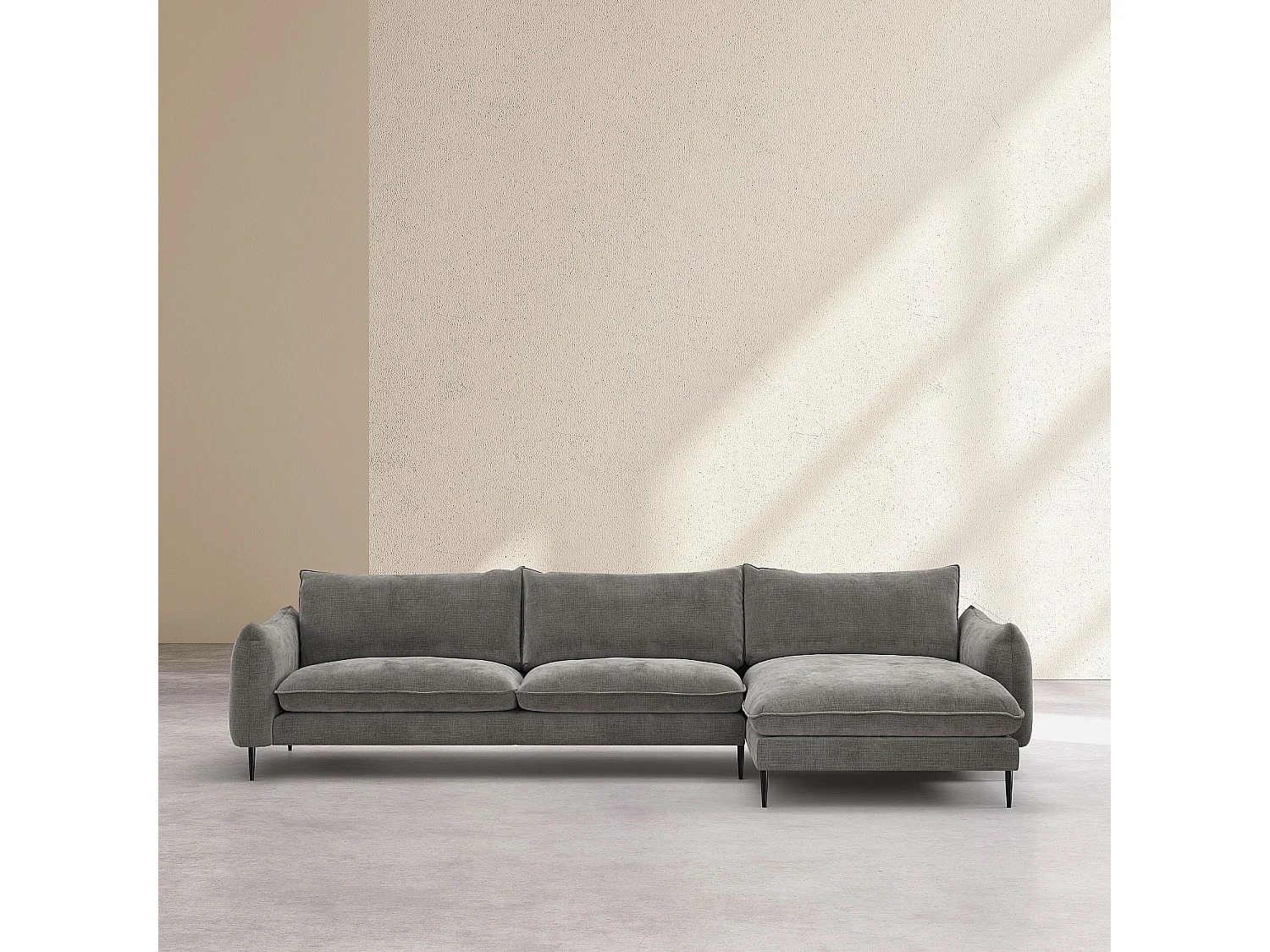 Habitat - Canapé d'angle droit en tissu chenille - Taupe - Ketlyn