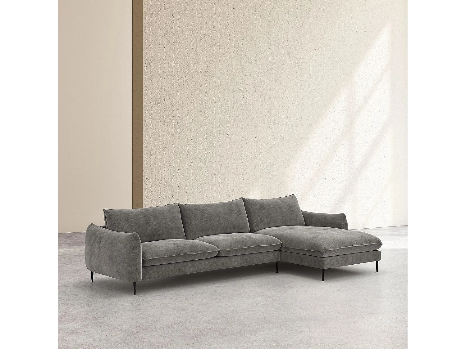 Habitat - Canapé d'angle droit en tissu chenille - Taupe - Ketlyn