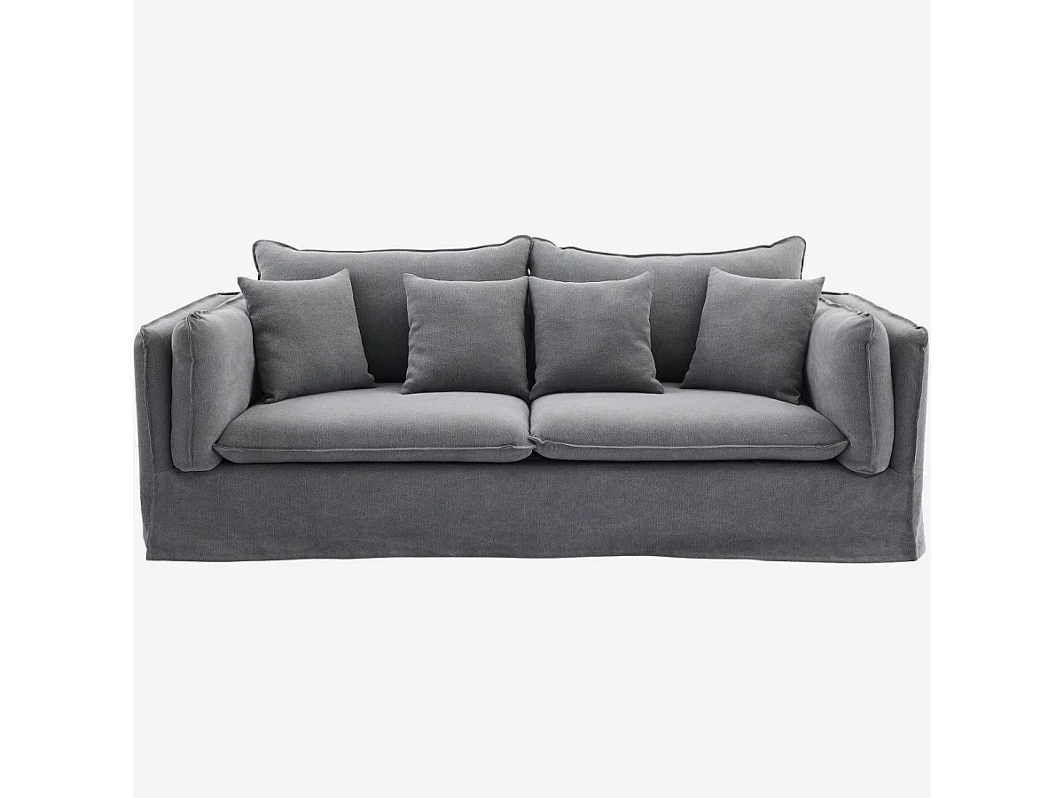Habitat - Canapé 3 places déhoussable en coton et lin - Gris ardoise - Andria