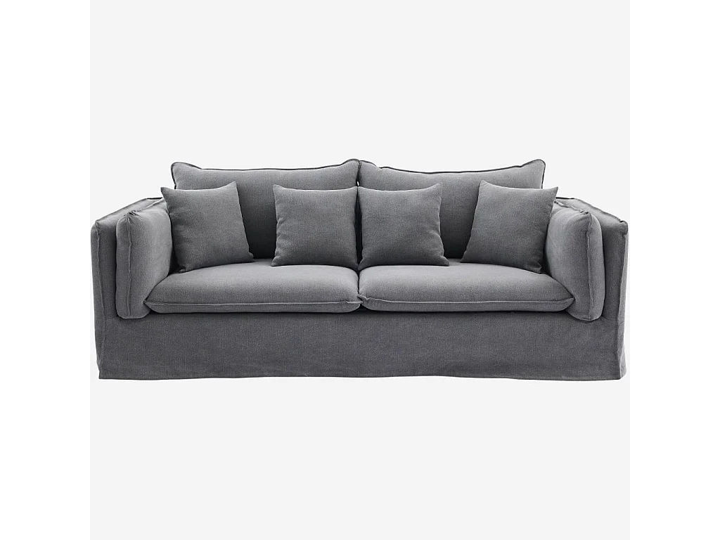 Habitat - Canapé 3 places déhoussable en coton et lin - Gris ardoise - Andria