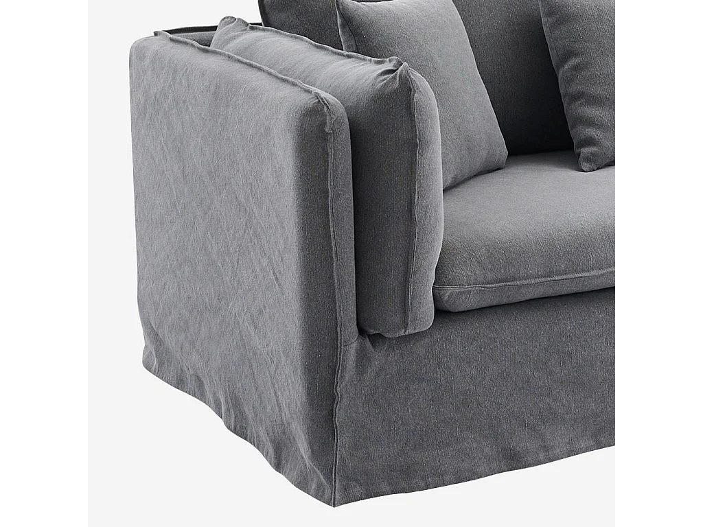 Habitat - Canapé 3 places déhoussable en coton et lin - Gris ardoise - Andria