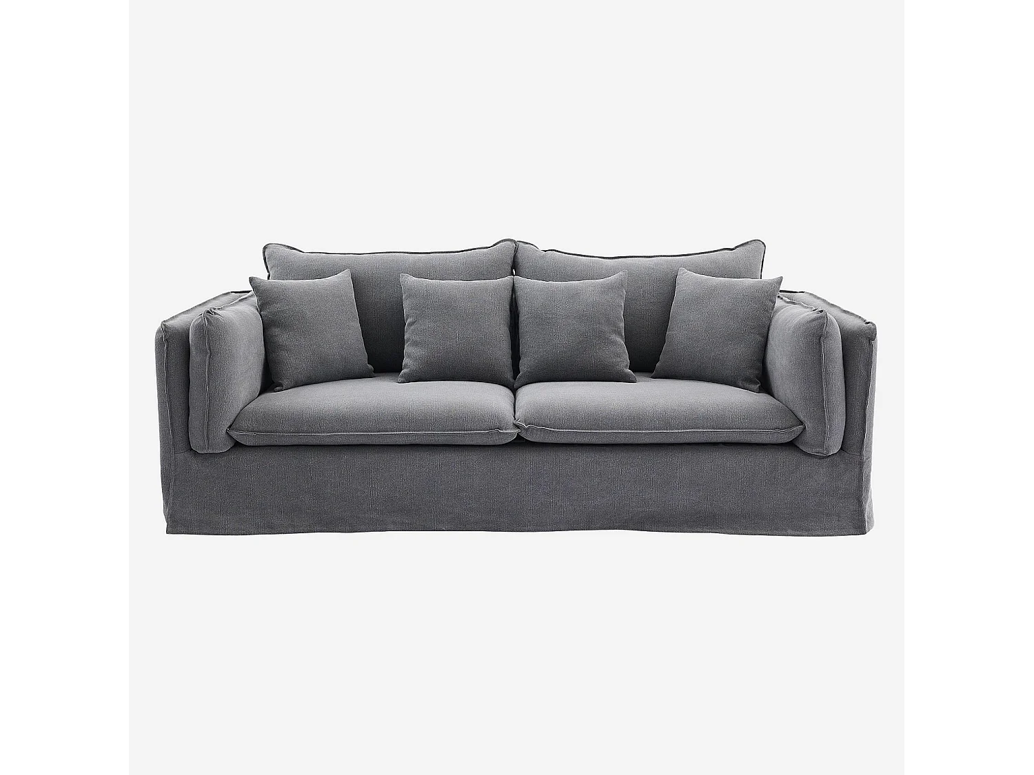 Habitat - Canapé 3 places déhoussable en coton et lin - Gris ardoise - Andria