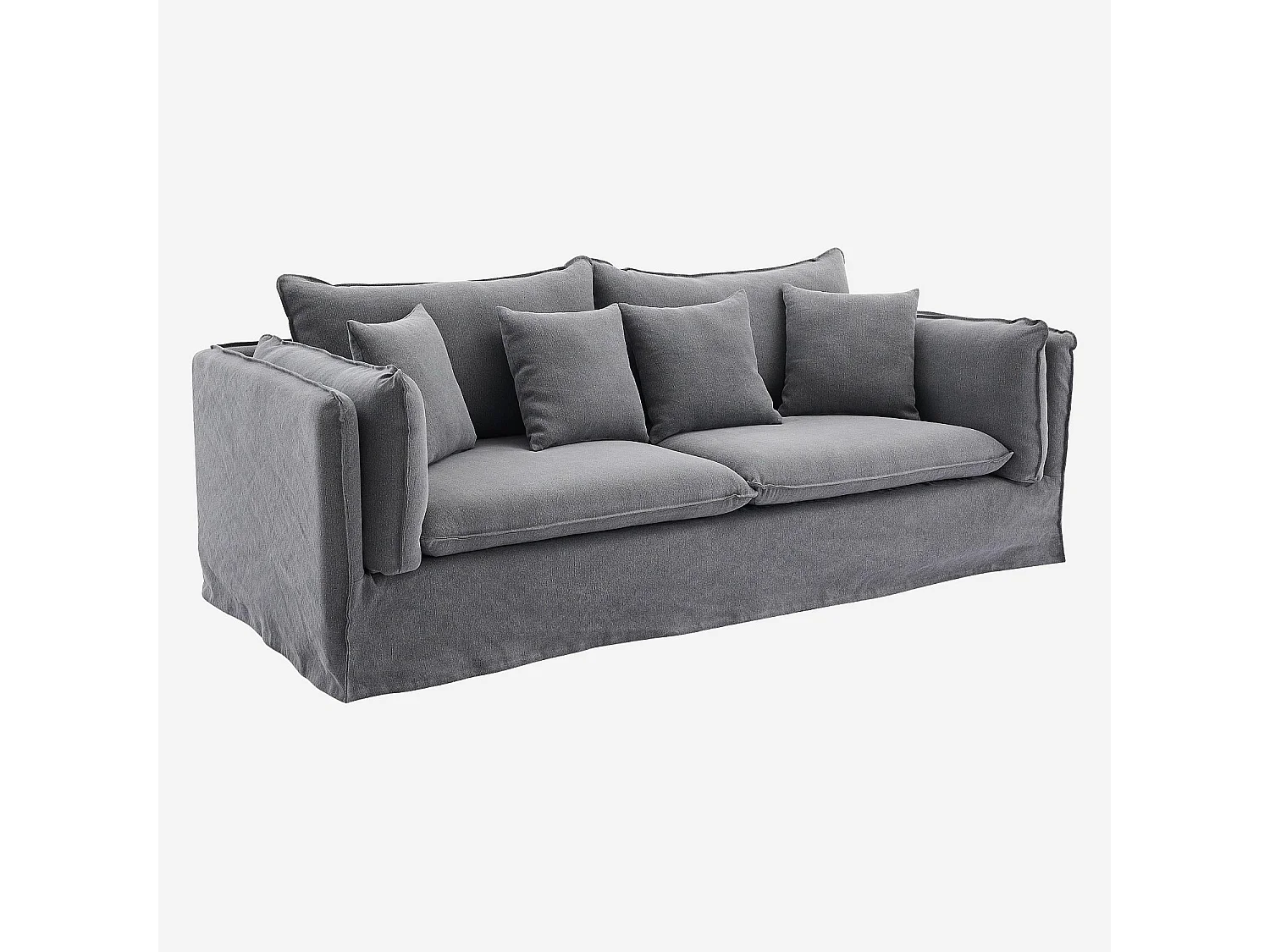 Habitat - Canapé 3 places déhoussable en coton et lin - Gris ardoise - Andria