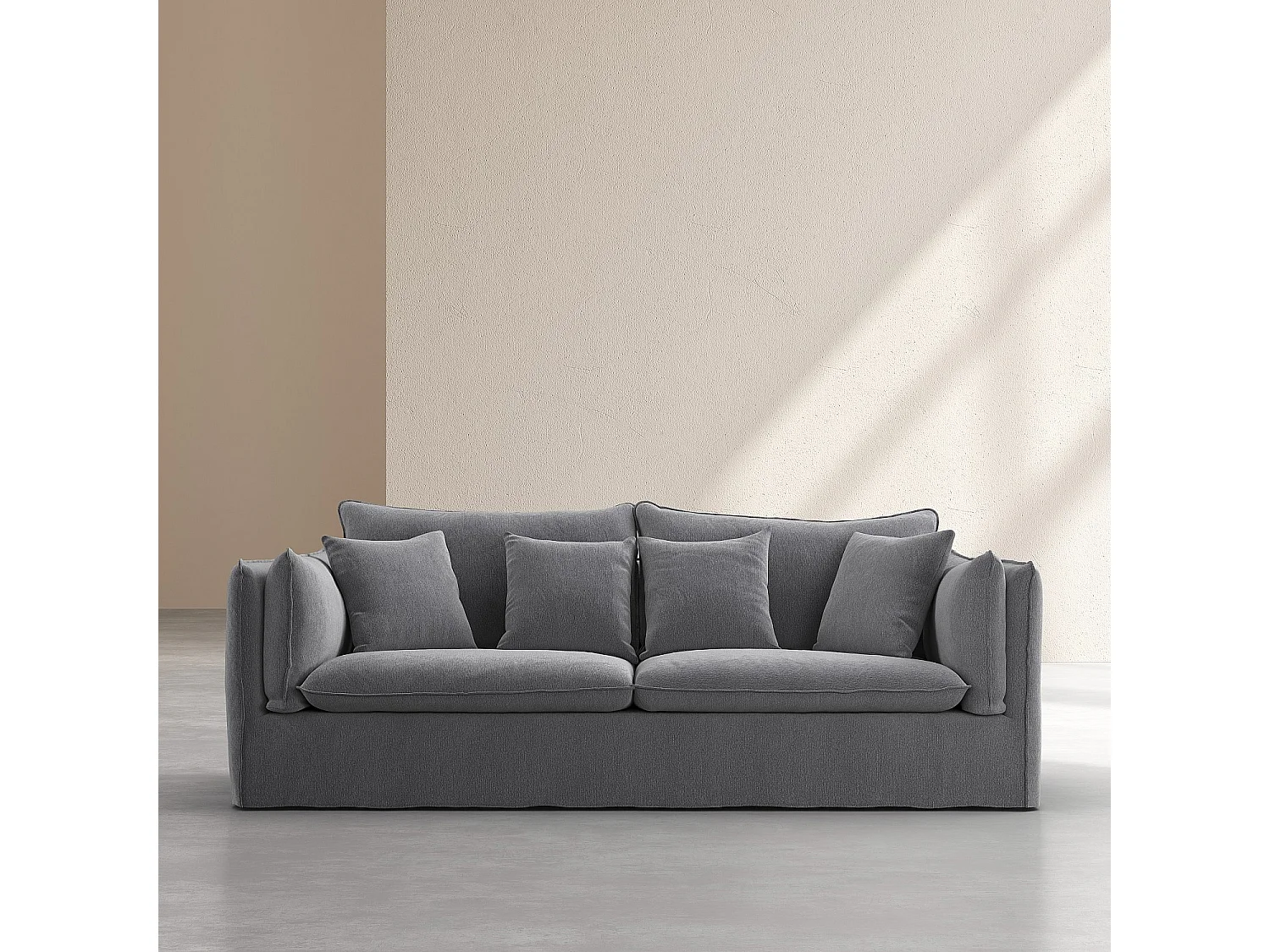 Habitat - Canapé 3 places déhoussable en coton et lin - Gris ardoise - Andria