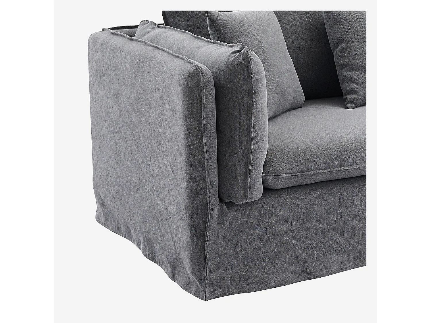 Habitat - Canapé 3 places déhoussable en coton et lin - Gris ardoise - Andria