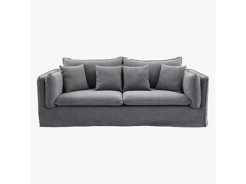 Habitat - Canapé 3 places déhoussable en coton et lin - Gris ardoise - Andria