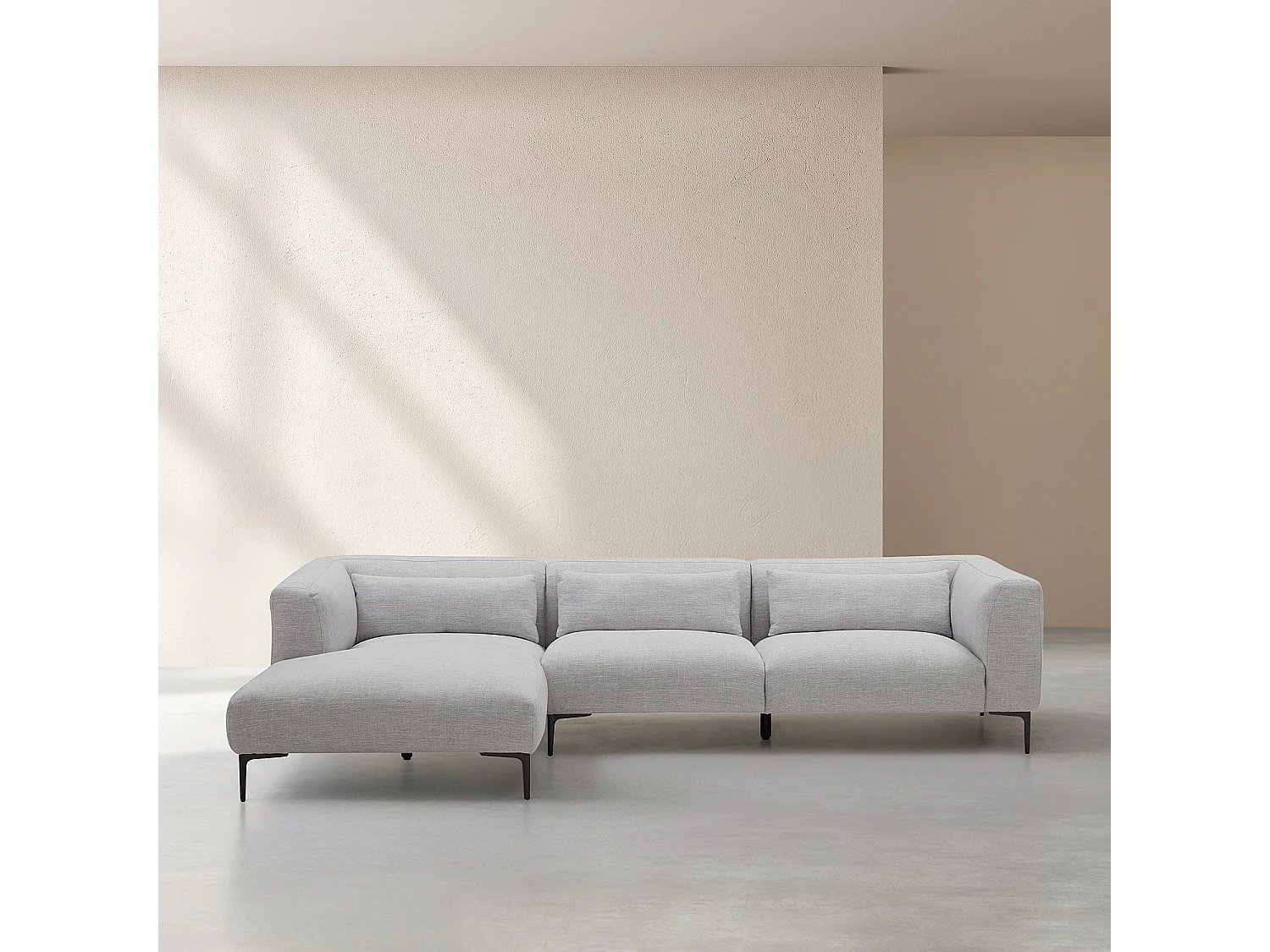 Habitat - Canapé d'angle gauche avec coton et lin garni de plumes - Gris perle - Tessie