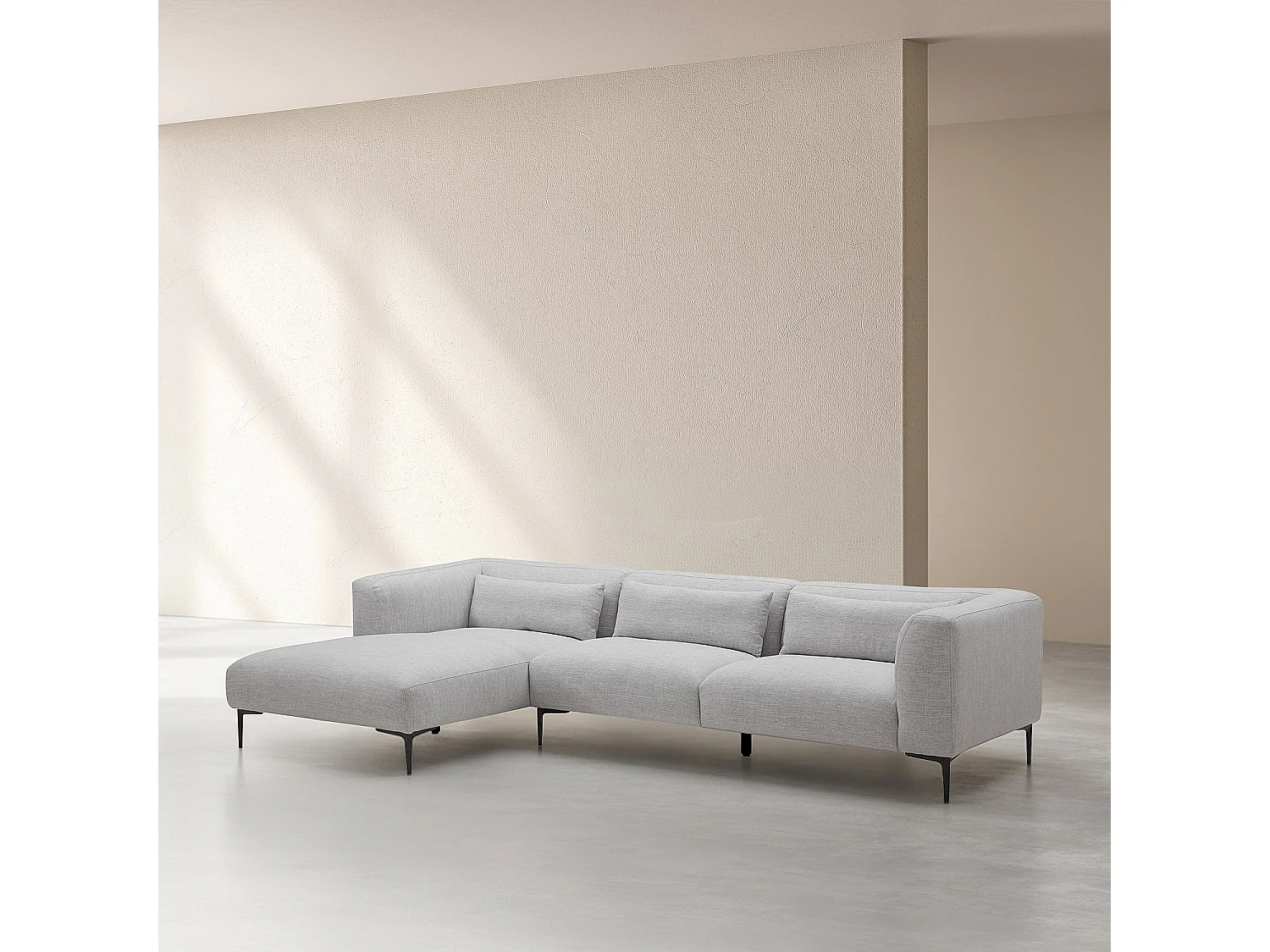 Habitat - Canapé d'angle gauche avec coton et lin garni de plumes - Gris perle - Tessie