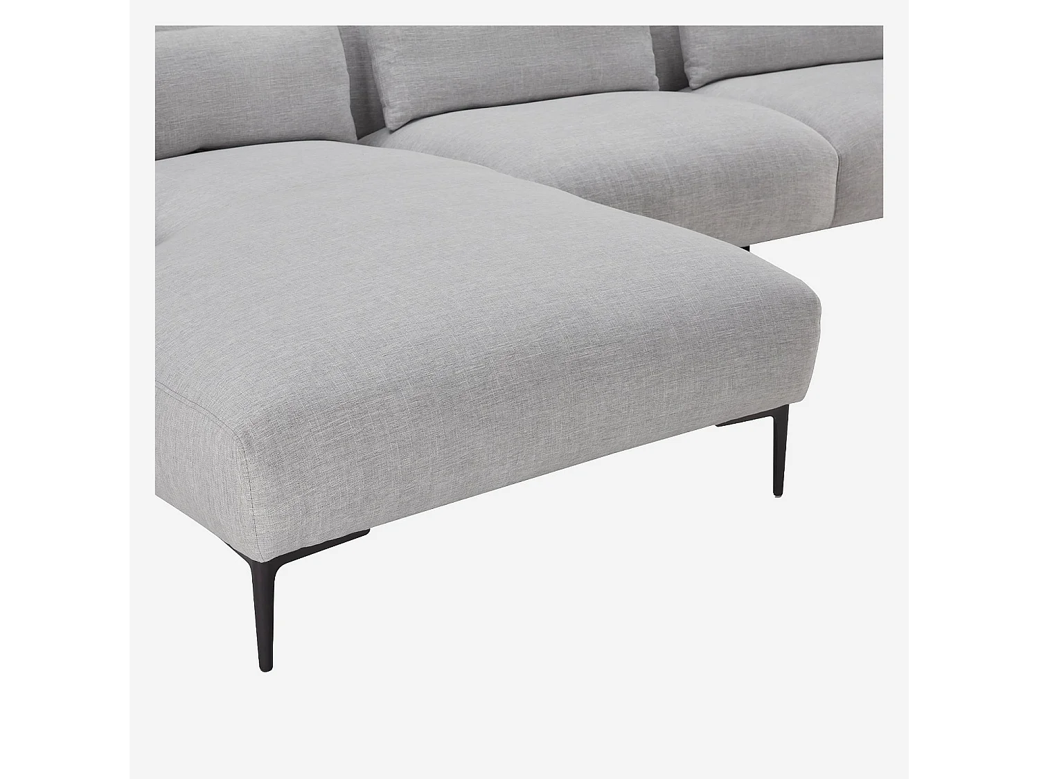 Canapé d'angle gauche avec coton et lin garni de plumes - Gris perle