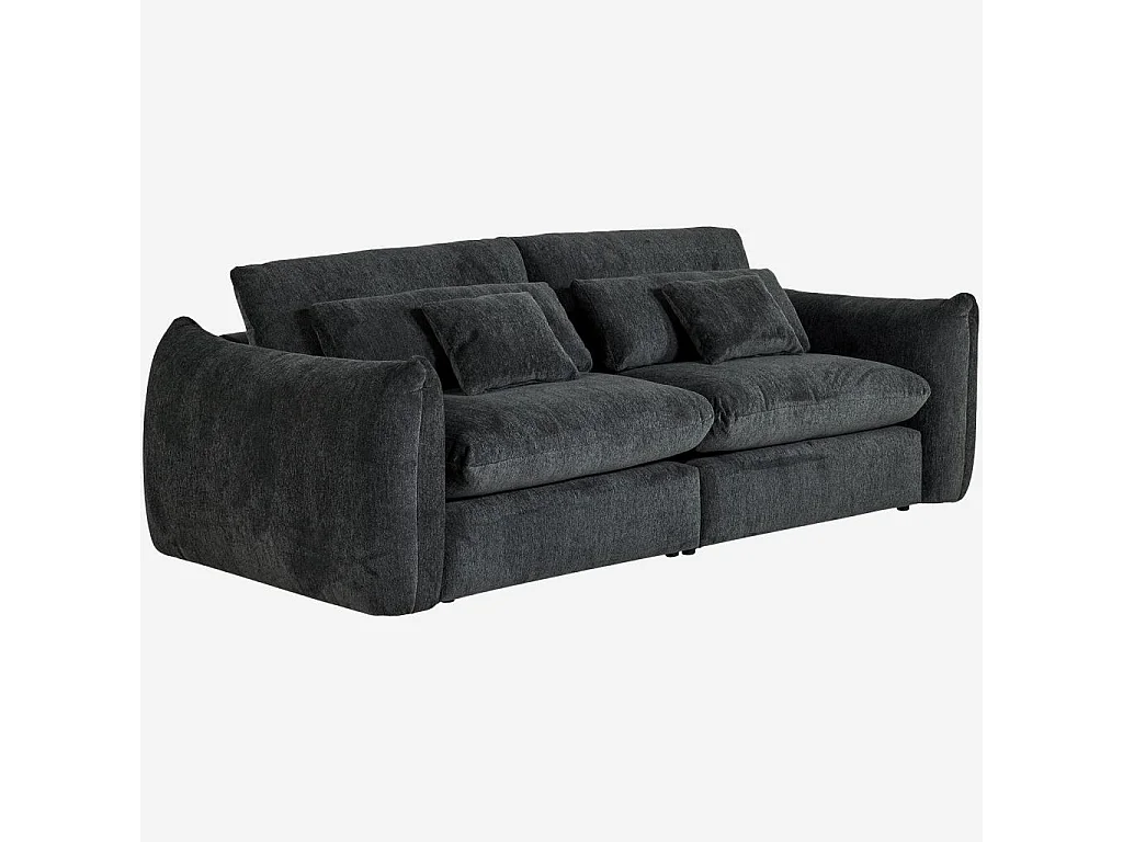 Habitat - Canapé 4 places en tissu chenille - Gris anthracite - Glenna