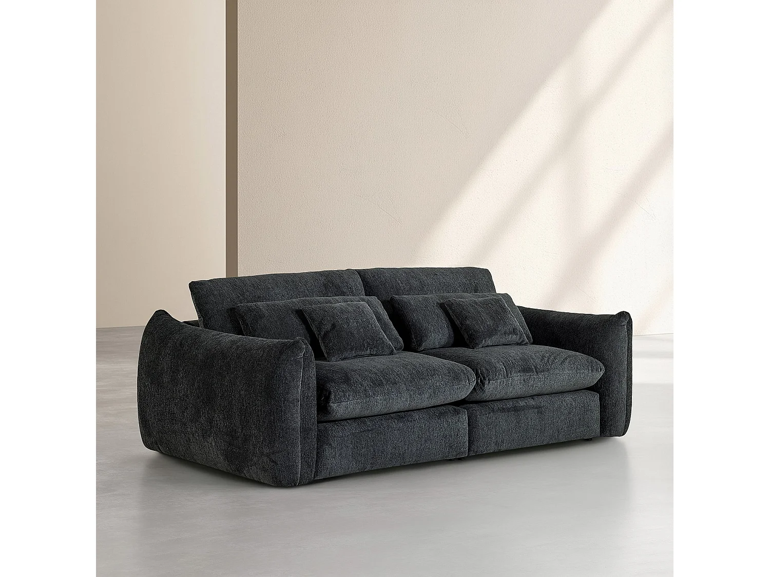 Habitat - Canapé 4 places en tissu chenille - Gris anthracite - Glenna