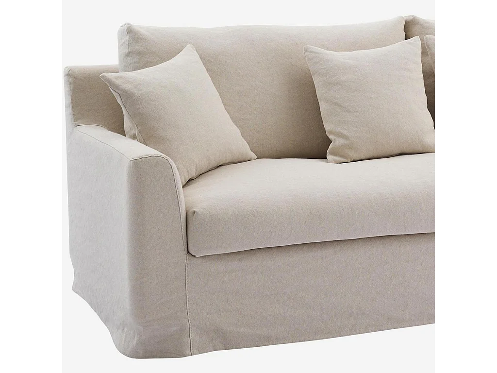 Habitat - Canapé 3 places déhoussable en coton et lin garni de plumes - Sable blanc - Ostuni