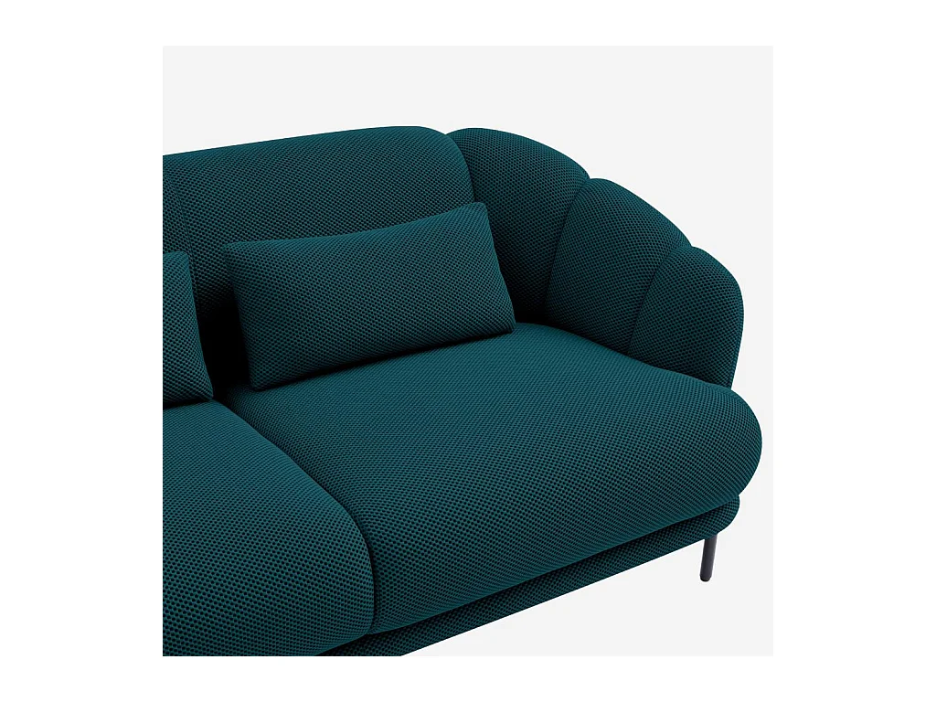 Habitat - Canapé 3 places en tissu 3D et dossier garni de plumes - Bleu canard - Design by Federica Francini - Paraty