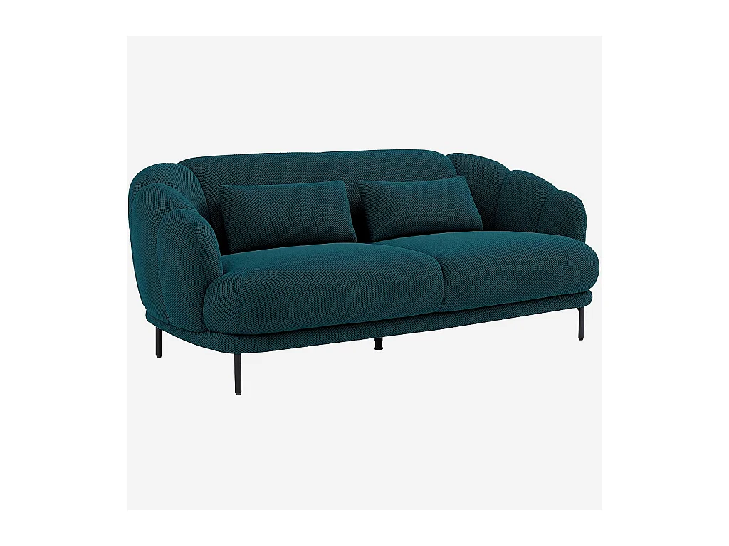 Habitat - Canapé 3 places en tissu 3D et dossier garni de plumes - Bleu canard - Design by Federica Francini - Paraty