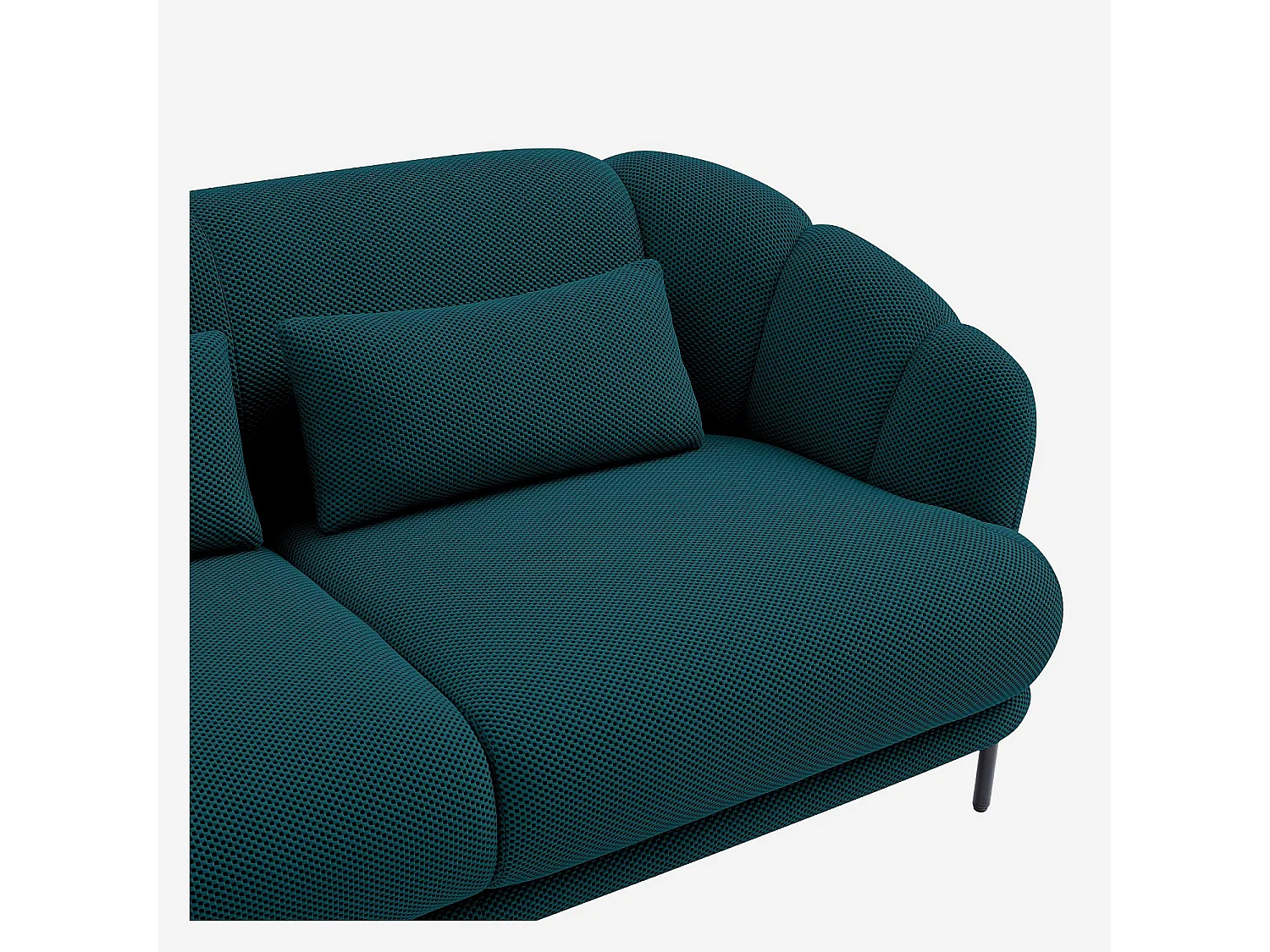 Habitat - Canapé 3 places en tissu 3D et dossier garni de plumes - Bleu canard - Design by Federica Francini - Paraty