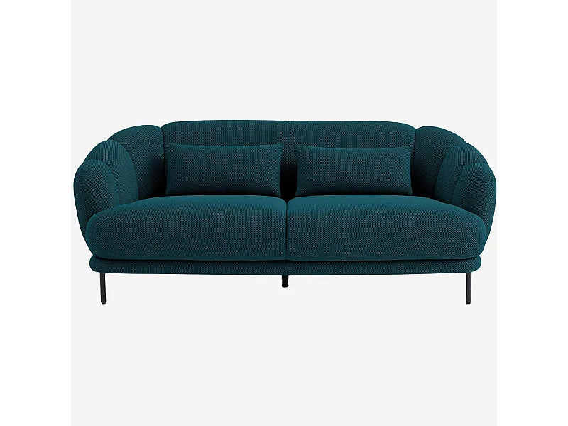 Habitat - Canapé 3 places en tissu 3D et dossier garni de plumes - Bleu canard - Design by Federica Francini - Paraty