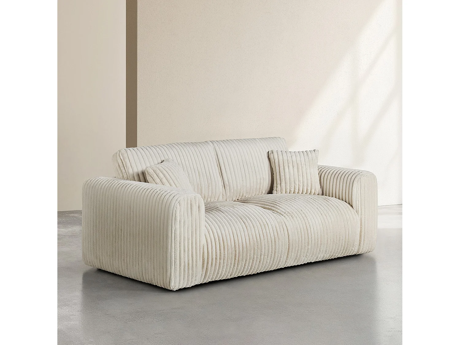 Habitat - Canapé 3 places en tissu côtelé - Beige meringue - Aleya