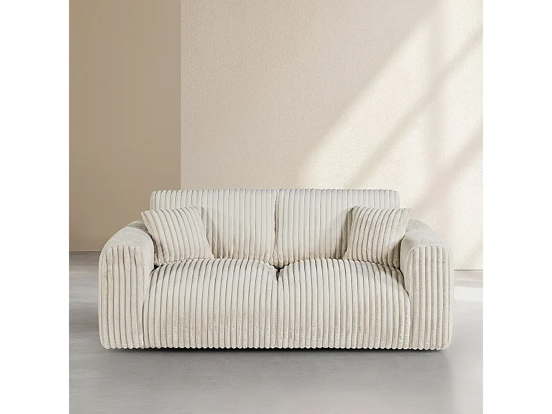 Habitat - Canapé 3 places en tissu côtelé - Beige meringue - Aleya