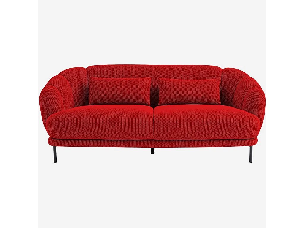Habitat - Canapé 3 places en tissu 3D et dossier garni de plumes - Rouge coquelicot - Design by Federica Francini - Paraty