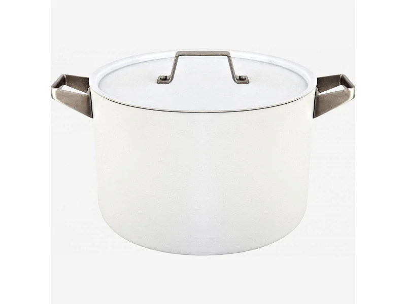 Habitat - Marmite avec couvercle 26 cm en aluminium extérieur blanc et revêtement intérieur céramique - Denver II