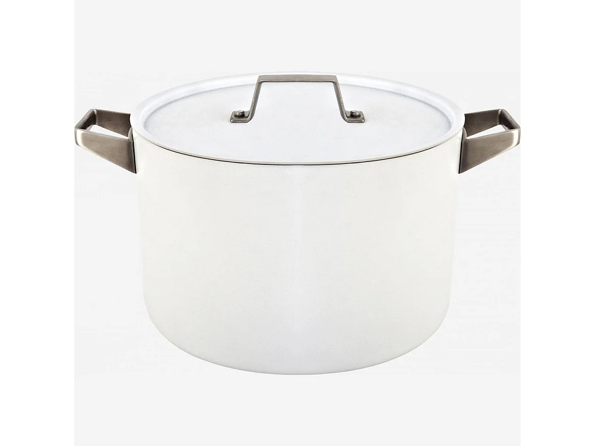 Habitat - Marmite avec couvercle 26 cm en aluminium extérieur blanc et revêtement intérieur céramique - Denver II