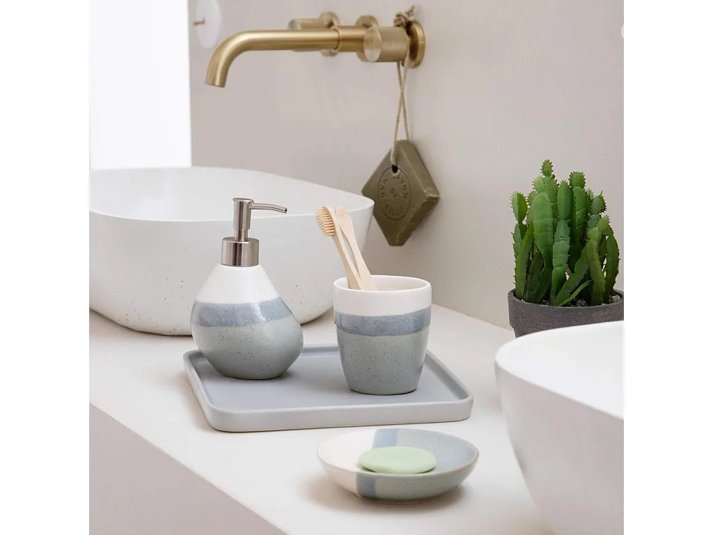 Habitat - Plateau carré en faïence - Gris - Alfred