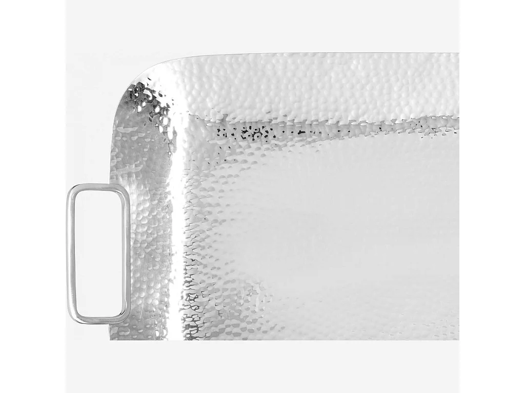 Habitat - Plateau rectangulaire en inox - 60 x 28 cm - Argent - Hammered