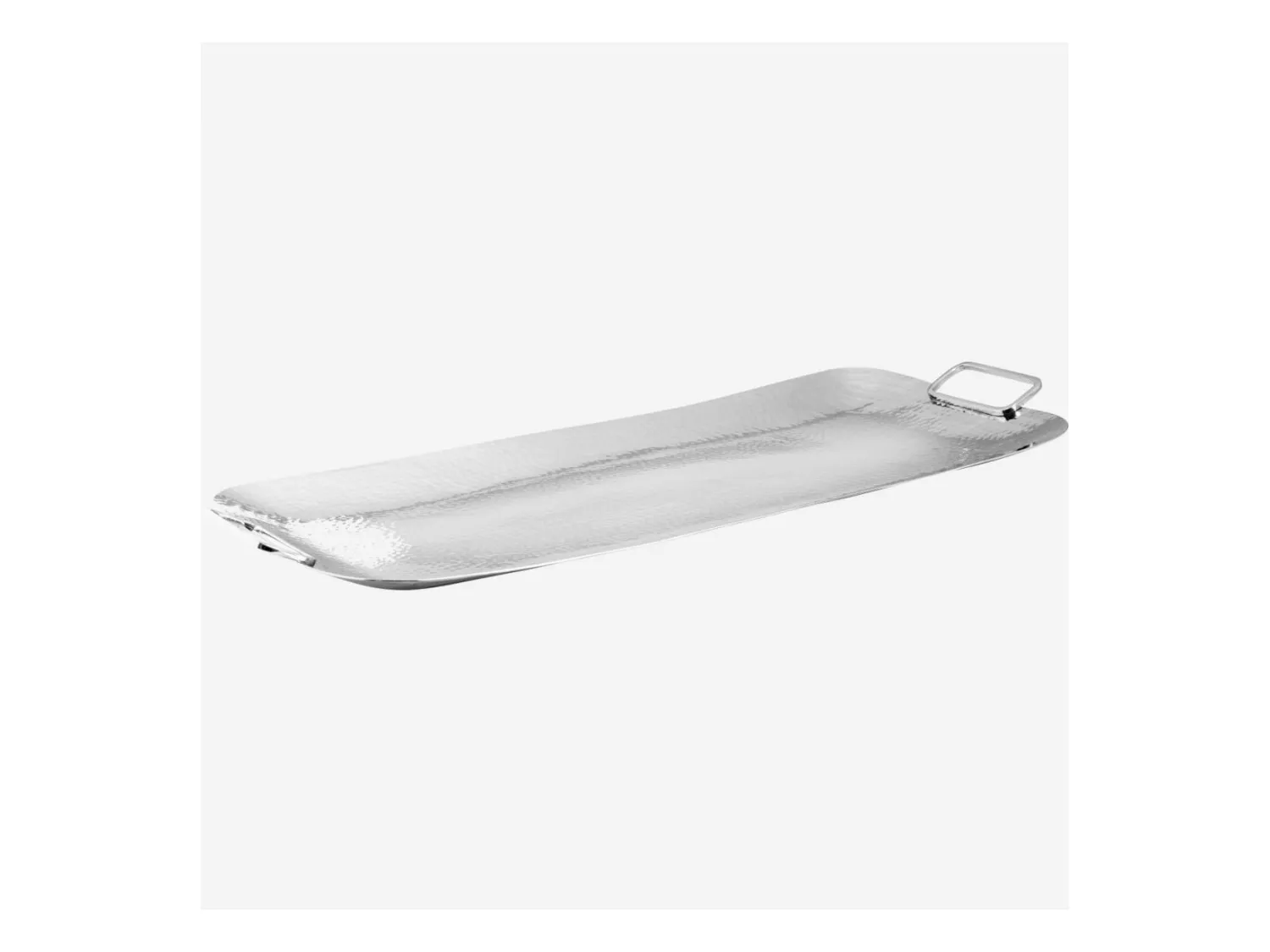 Habitat - Plateau rectangulaire en inox - 60 x 28 cm - Argent - Hammered