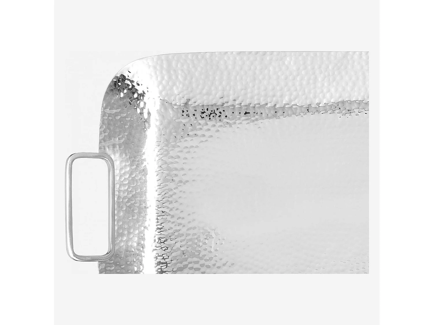 Habitat - Plateau rectangulaire en inox - 60 x 28 cm - Argent - Hammered