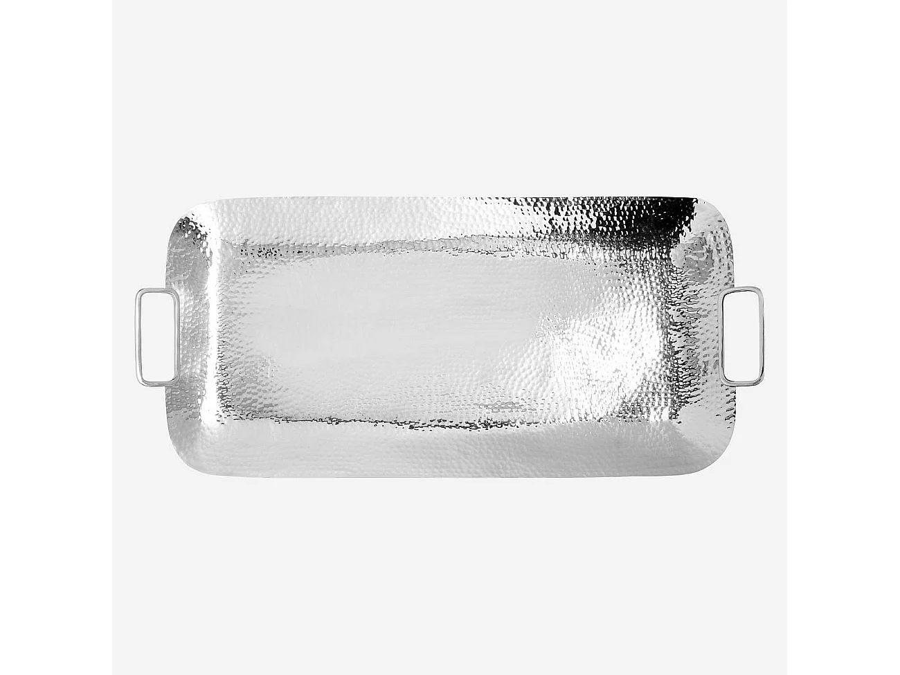 Habitat - Plateau rectangulaire en inox - 60 x 28 cm - Argent - Hammered
