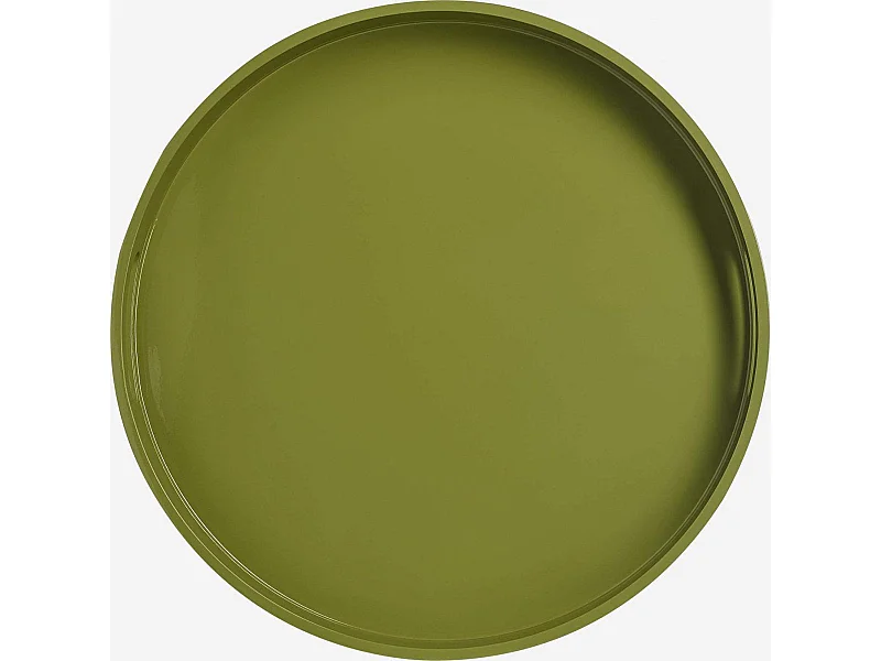 Habitat - Plateau de service rond en bois laqué - 45 cm - Vert - Jacob