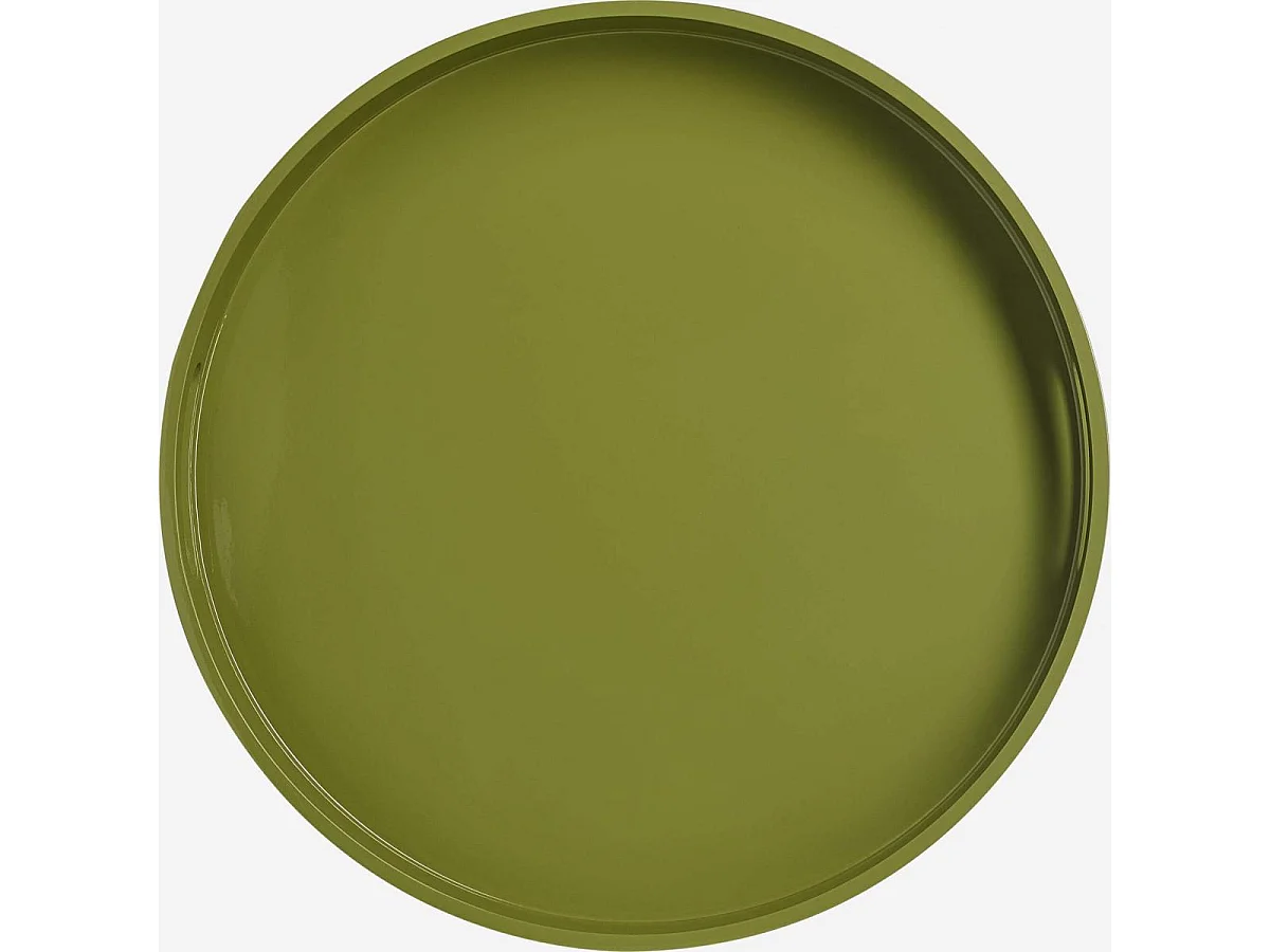 Habitat - Plateau de service rond en bois laqué - 45 cm - Vert - Jacob