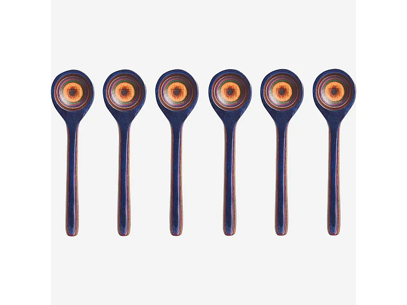 Habitat - Lot de 6 cuillères à café en bois de pakka - Multicolore - Ocolo