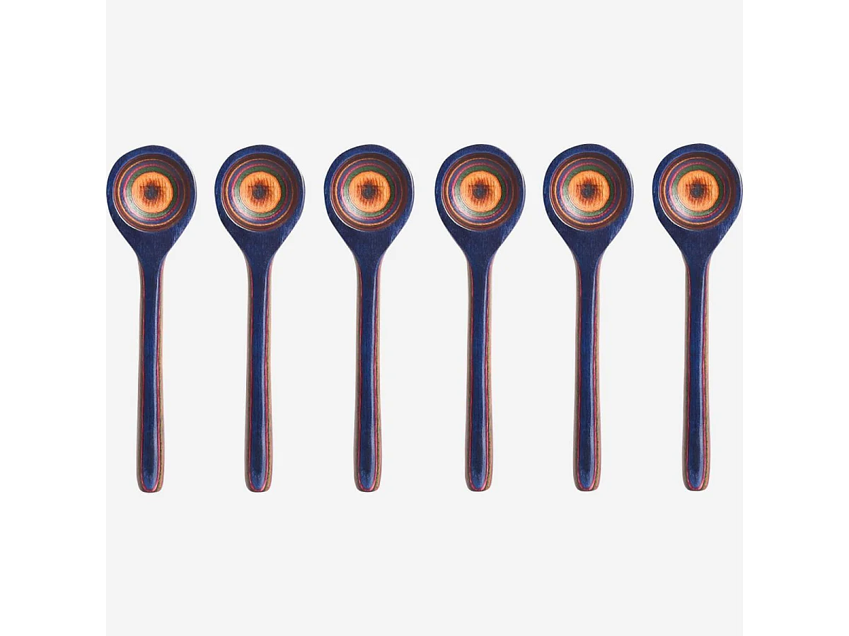 Habitat - Lot de 6 cuillères à café en bois de pakka - Multicolore - Ocolo