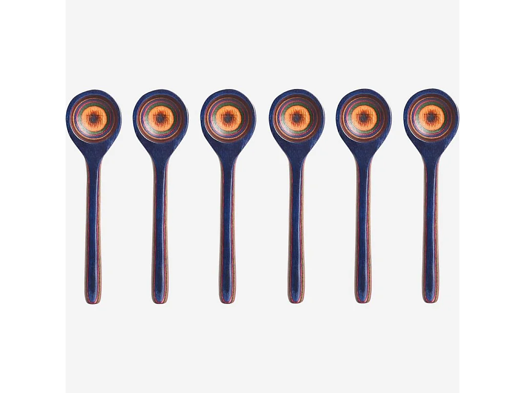 Habitat - Lot de 6 cuillères à café en bois de pakka - Multicolore - Ocolo