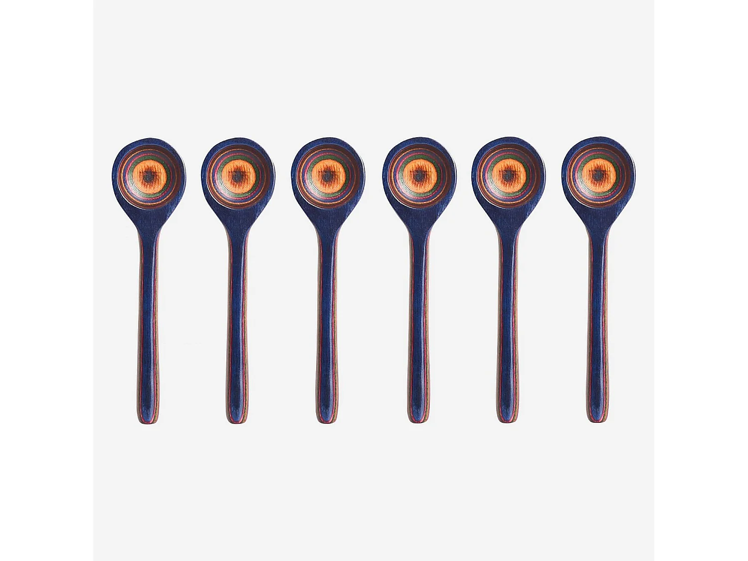 Habitat - Lot de 6 cuillères à café en bois de pakka - Multicolore - Ocolo