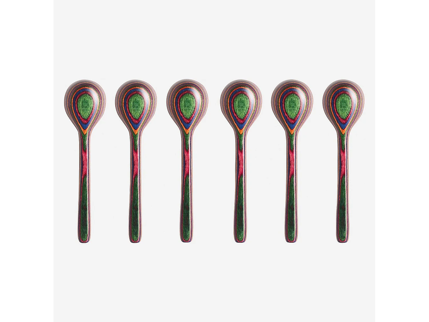 Habitat - Lot de 6 cuillères à café en bois de pakka - Multicolore - Ocolo