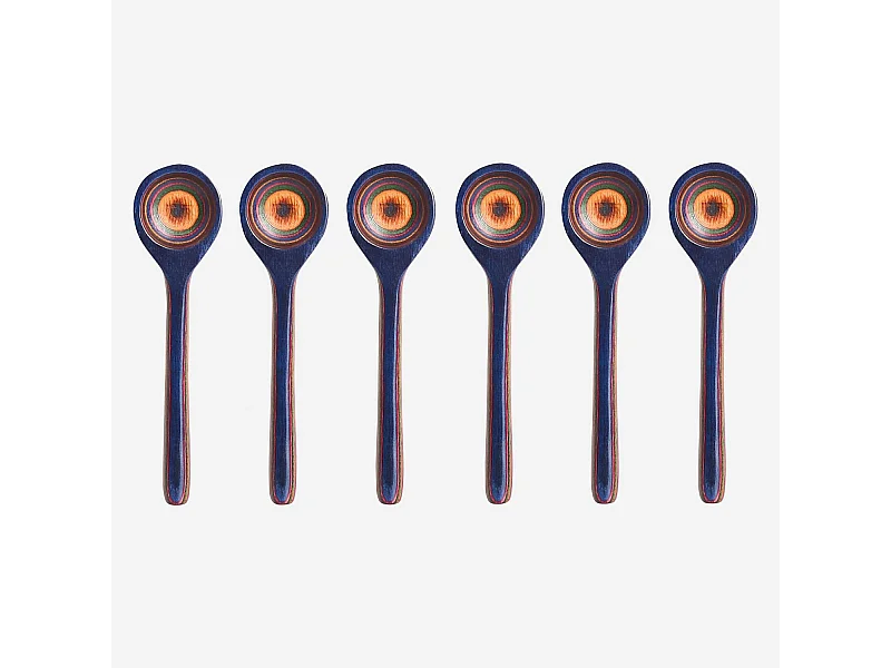 Habitat - Lot de 6 cuillères à café en bois de pakka - Multicolore - Ocolo