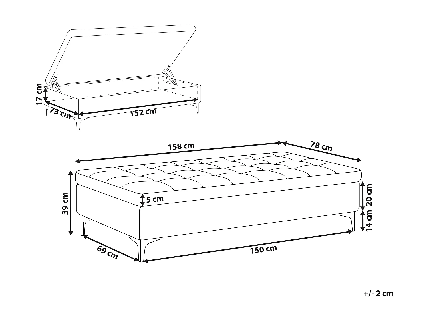 Repousa-pés com arrumação ABERDEEN Veludo Azul marinho