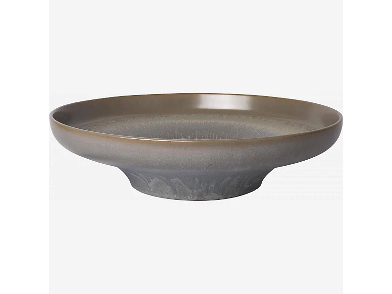 Habitat - Plat de service rond  en grès - 33 cm - Bleu et marron - Asta