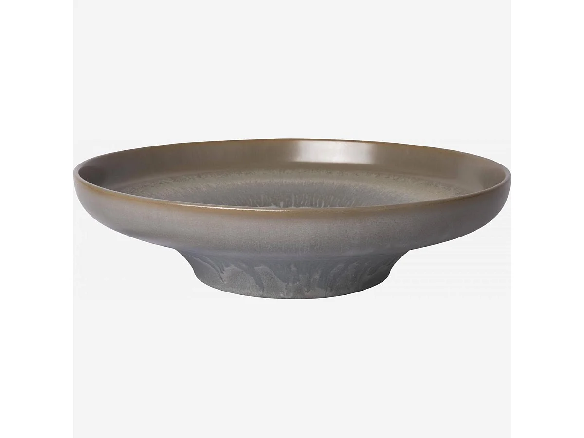 Habitat - Plat de service rond  en grès - 33 cm - Bleu et marron - Asta