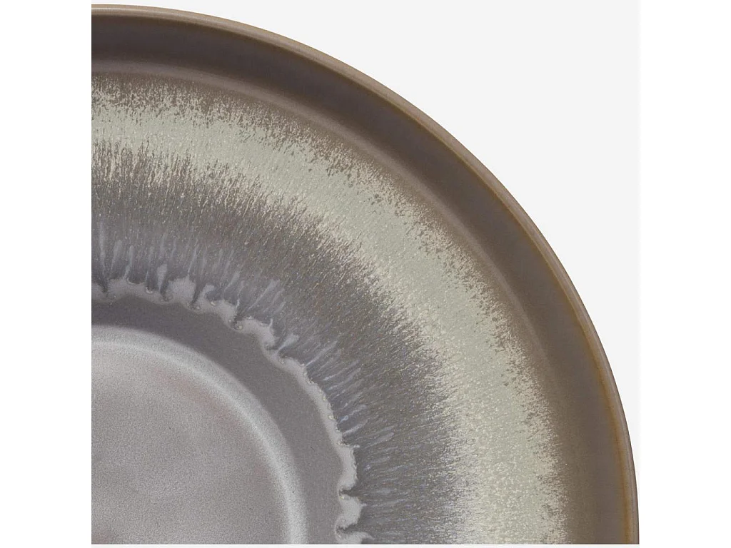 Habitat - Plat de service rond  en grès - 33 cm - Bleu et marron - Asta