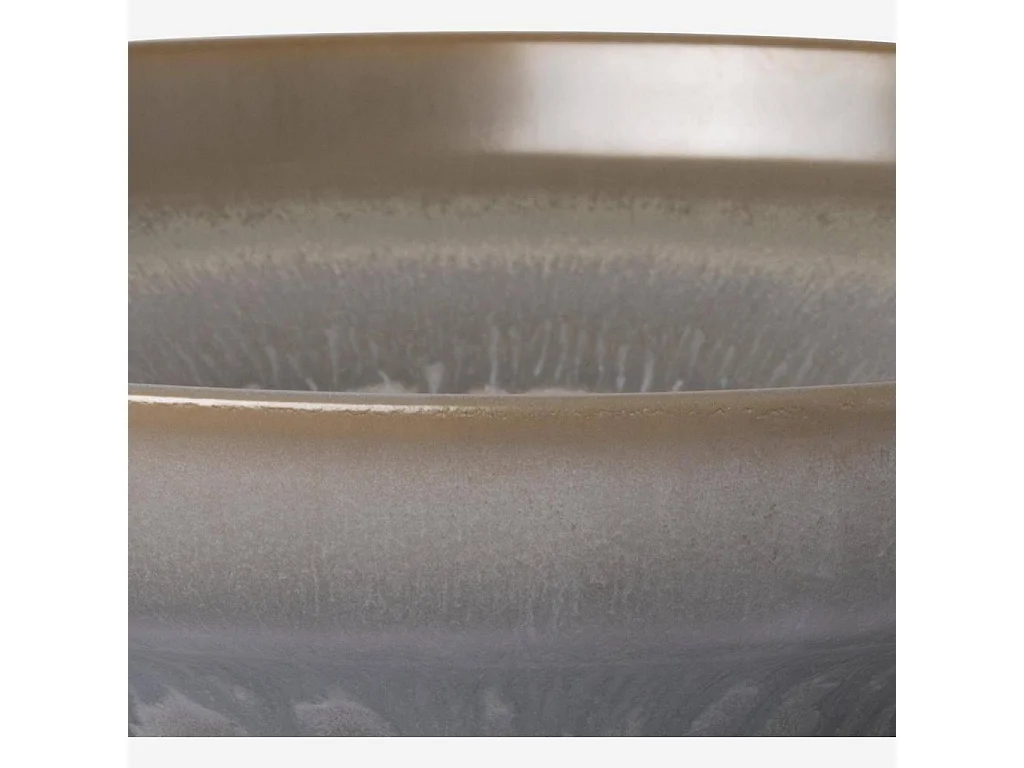 Habitat - Plat de service rond  en grès - 33 cm - Bleu et marron - Asta