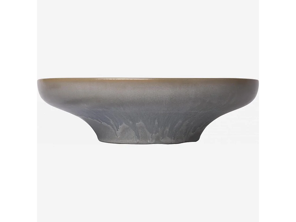 Habitat - Plat de service rond  en grès - 33 cm - Bleu et marron - Asta