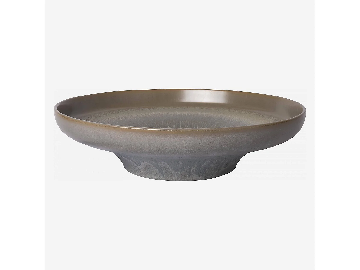 Habitat - Plat de service rond  en grès - 33 cm - Bleu et marron - Asta