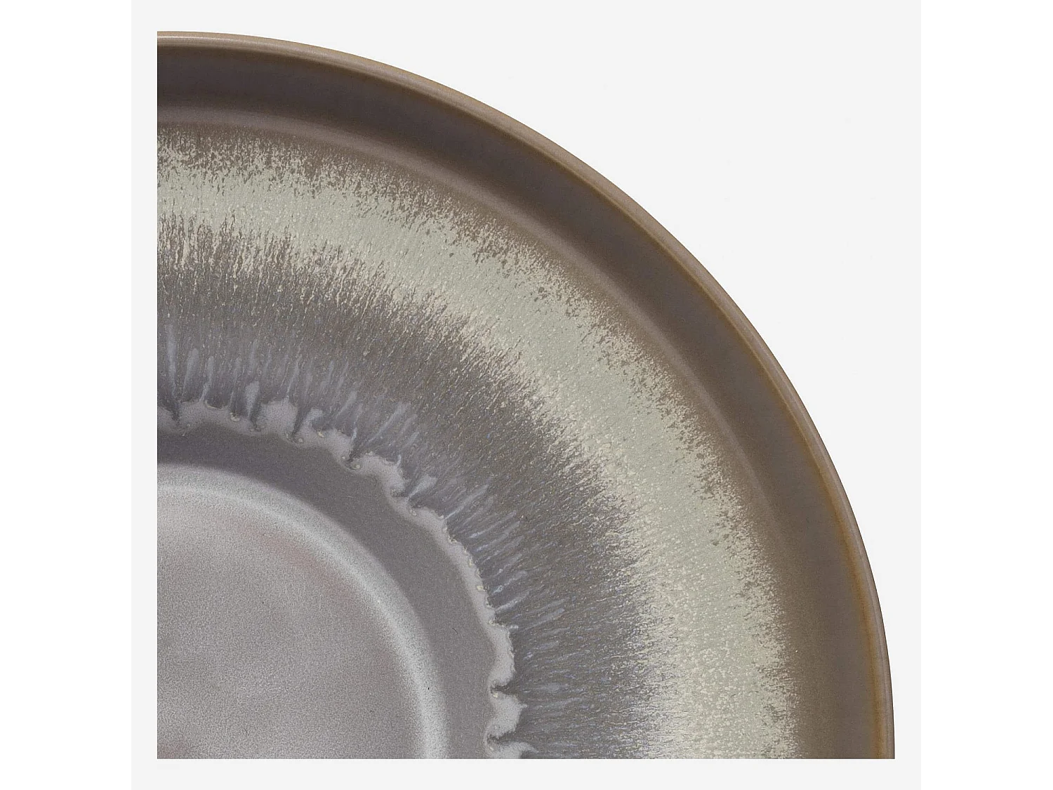 Habitat - Plat de service rond  en grès - 33 cm - Bleu et marron - Asta